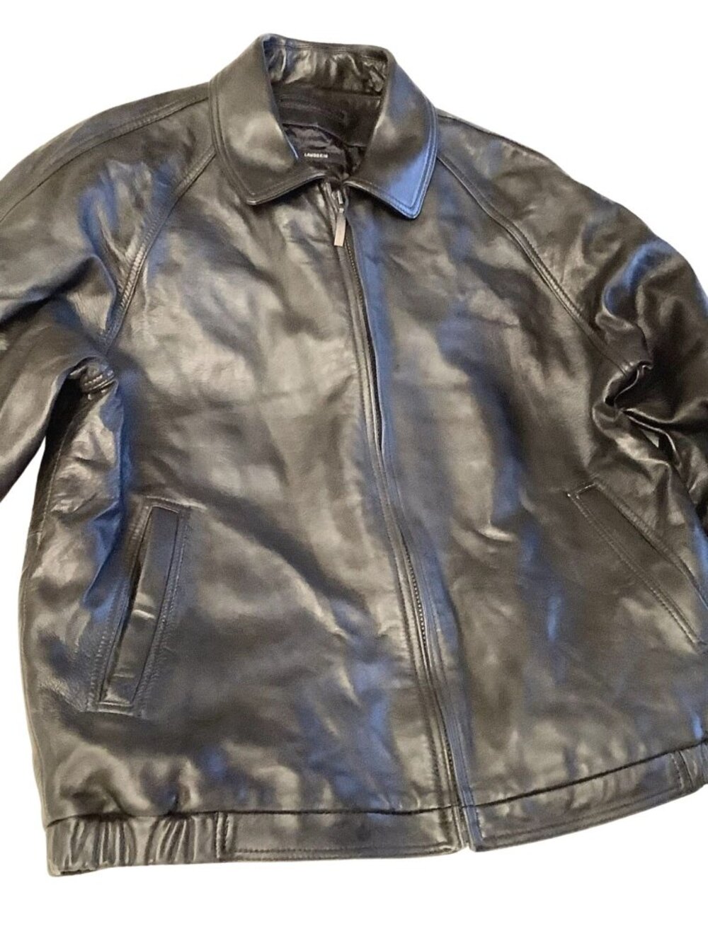 Men's Vintage Black Leather Jacket Lambskin Minimalist Size M
